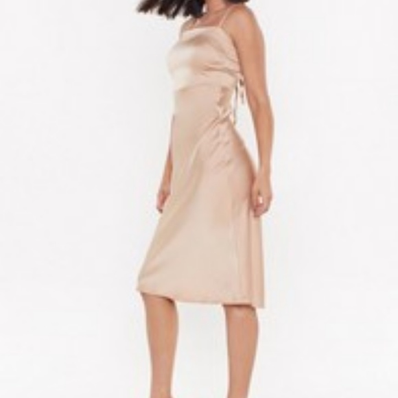Midi Dress Champagne Gold Color Dress - Picture 3 of 4